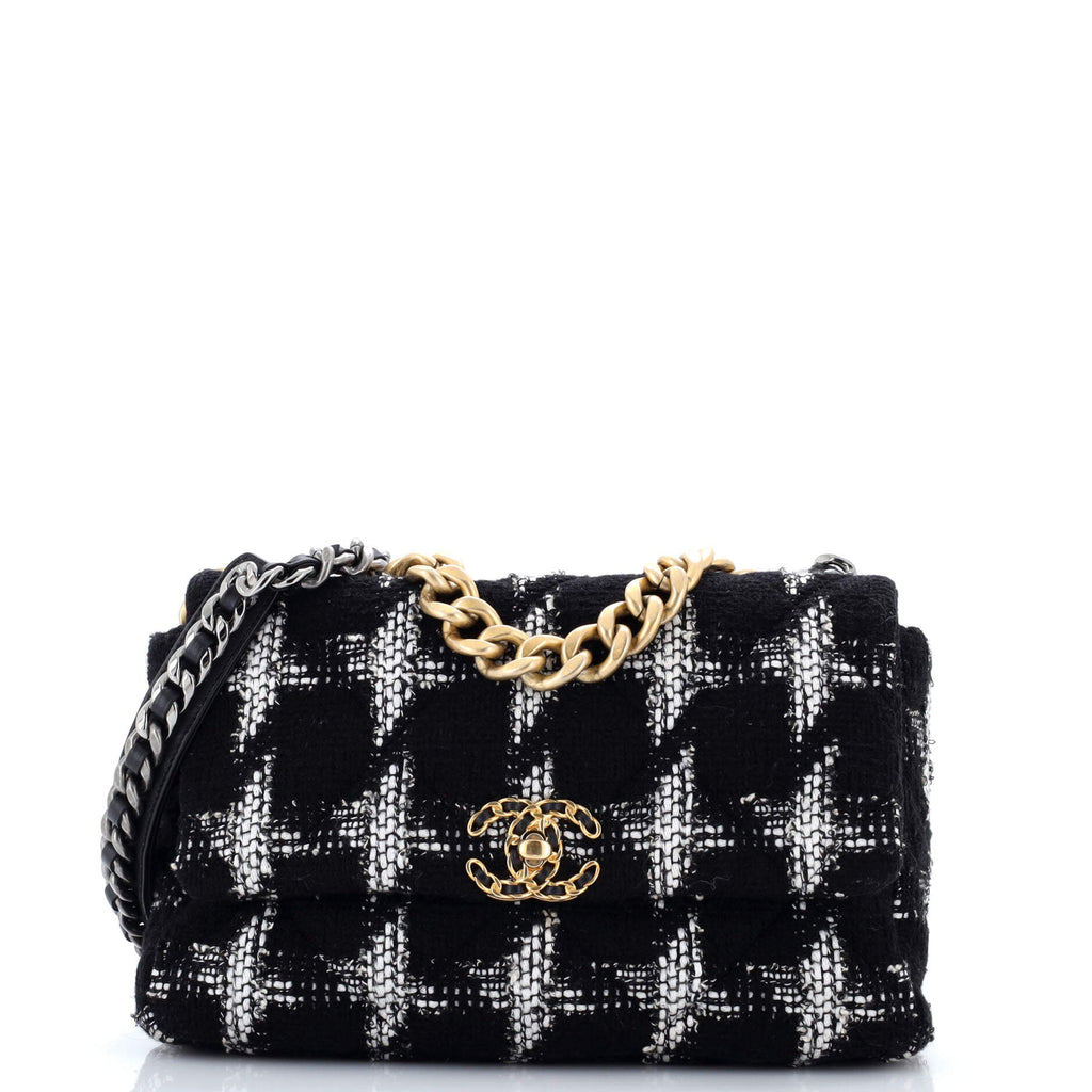 19 Flap Bag Quilted Tweed Large