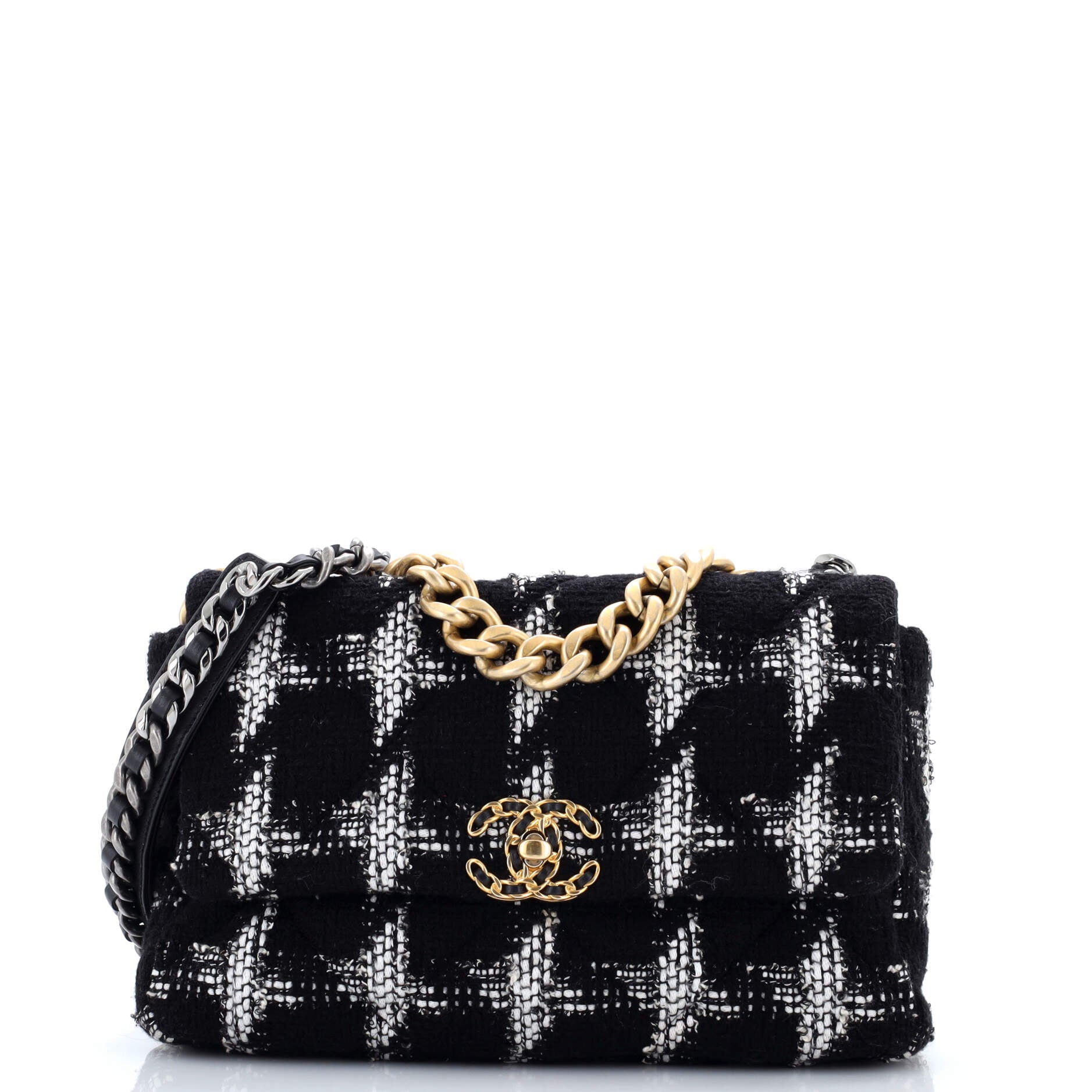 19 Flap Bag Quilted Tweed Large