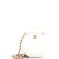 Handle with Care Round Vanity Case with Chain Quilted Lambskin Small