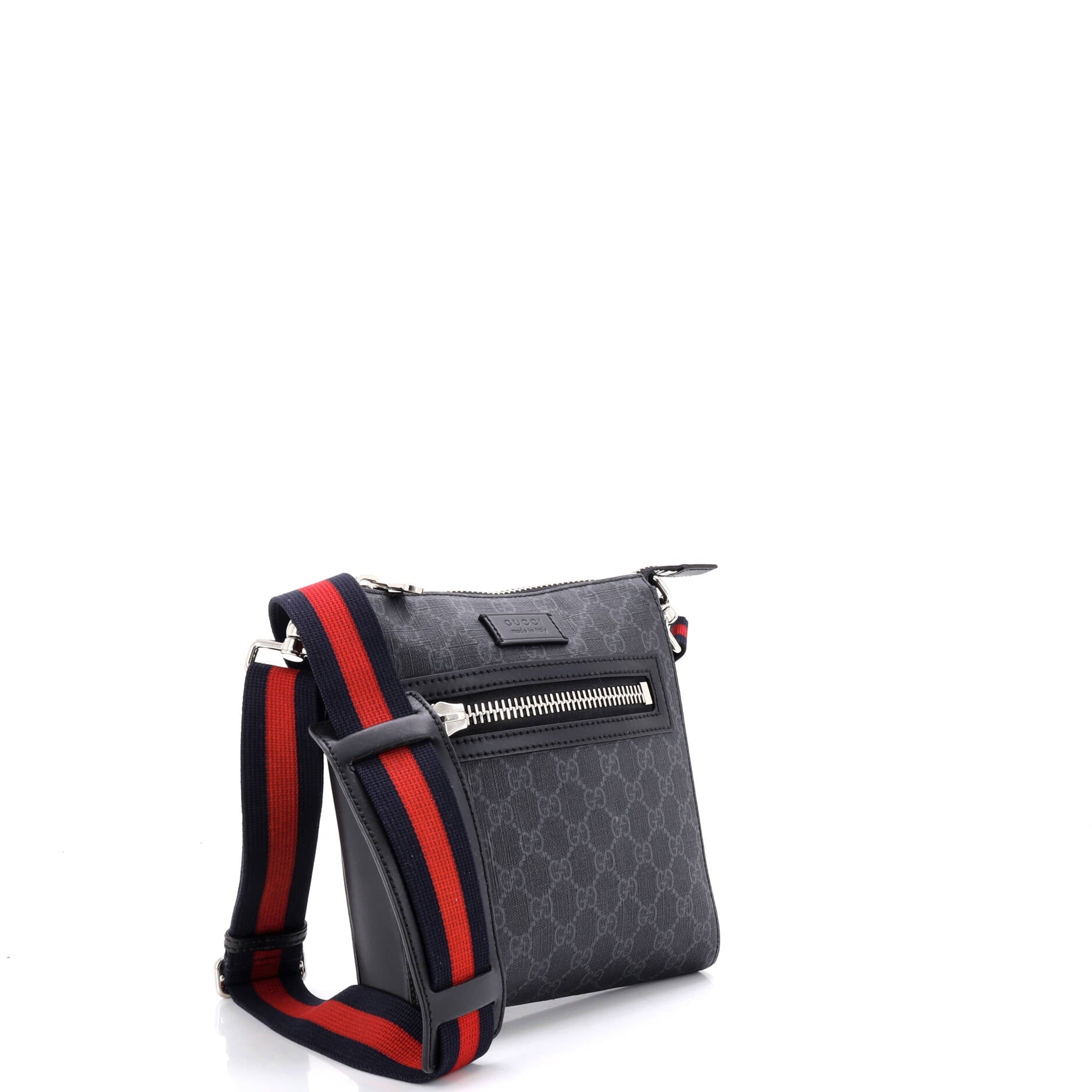 Web Strap Front Zip Messenger Bag GG Coated Canvas Small