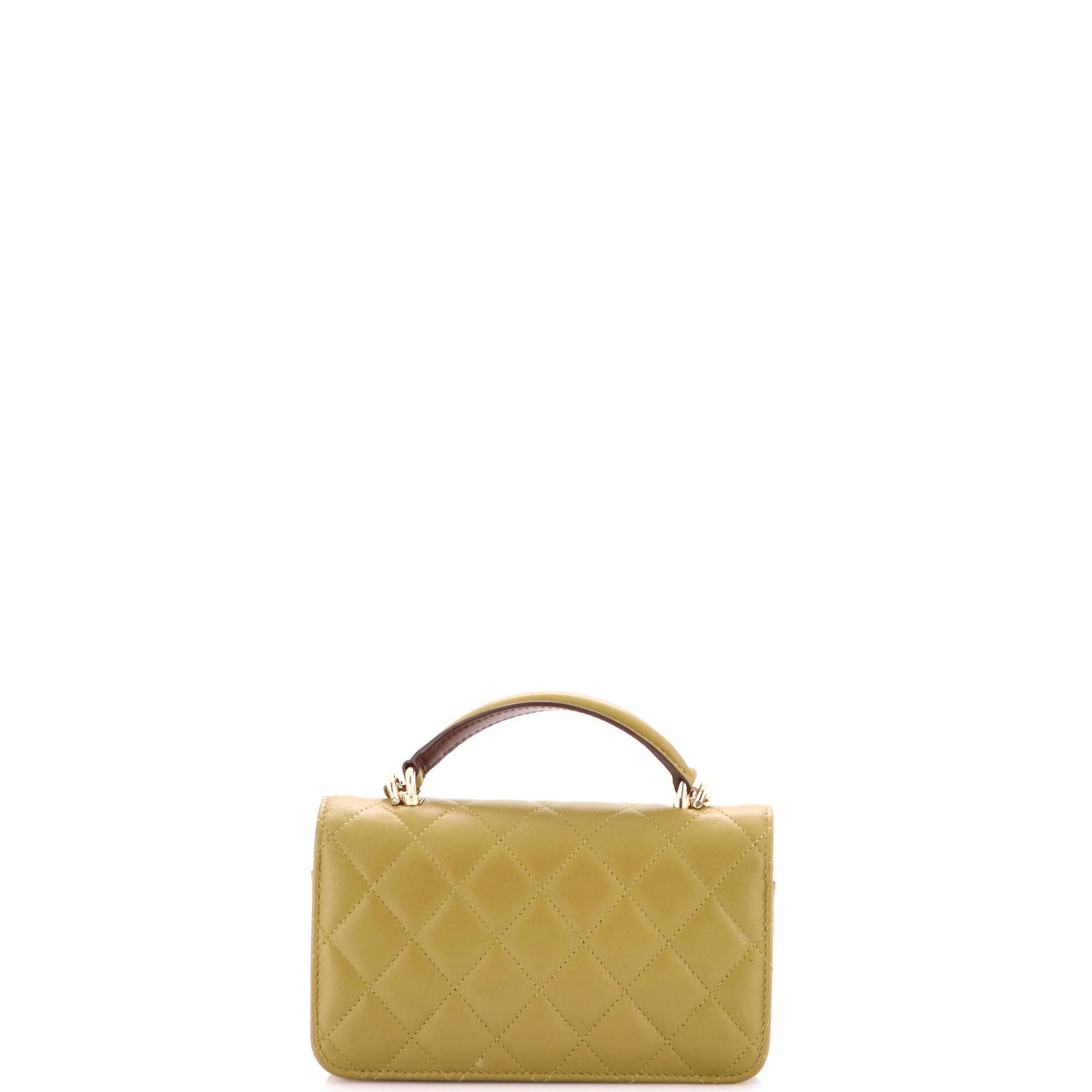 Classic Top Handle Flap Phone Holder with Chain Quilted Lambskin