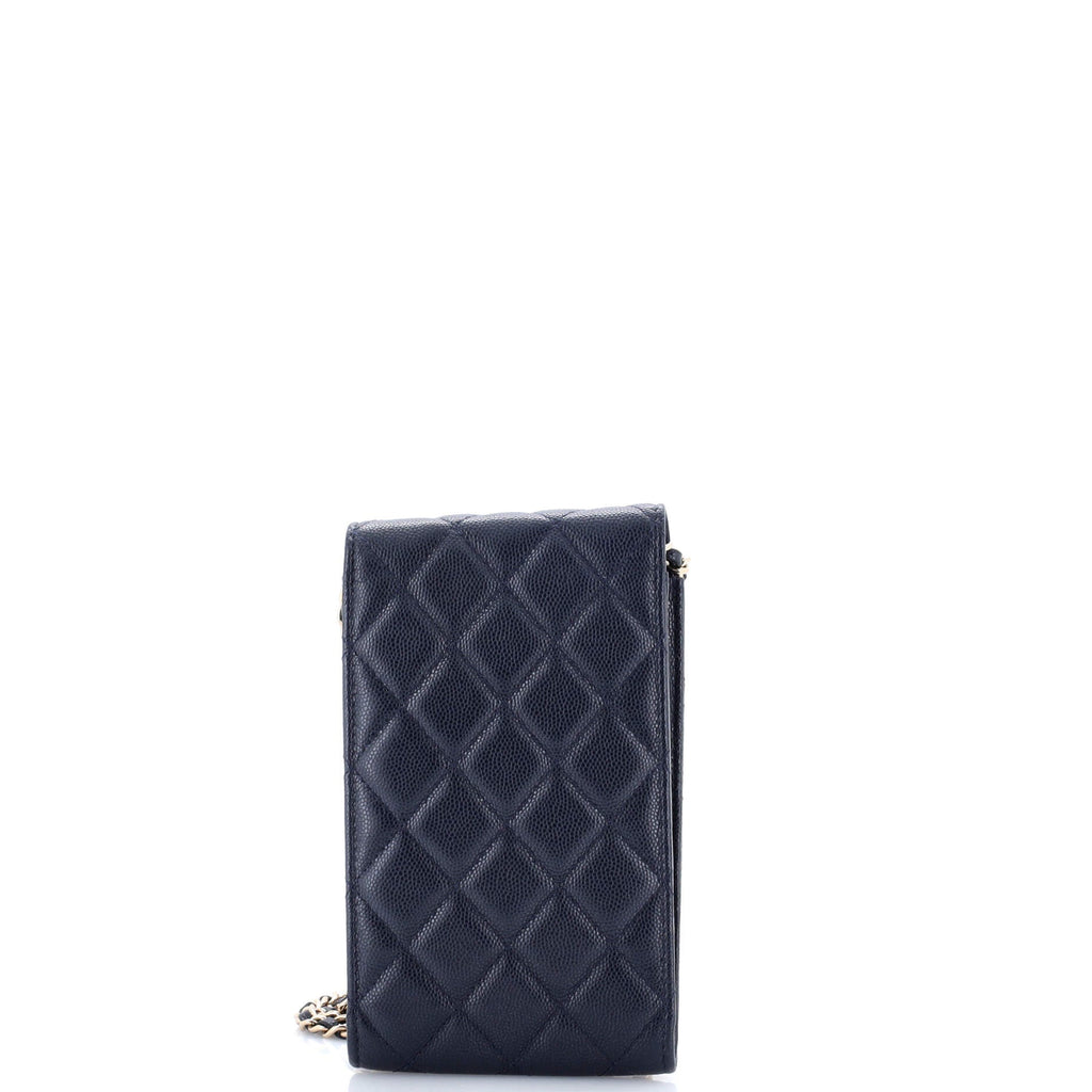 Crystal CC Flap Phone Holder Crossbody Bag with AirPods Pro Case Quilted Caviar