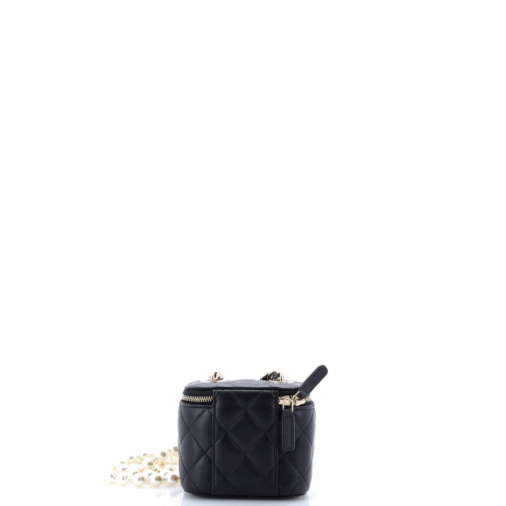 Vanity Case with Pearl Chain Quilted Lambskin Mini