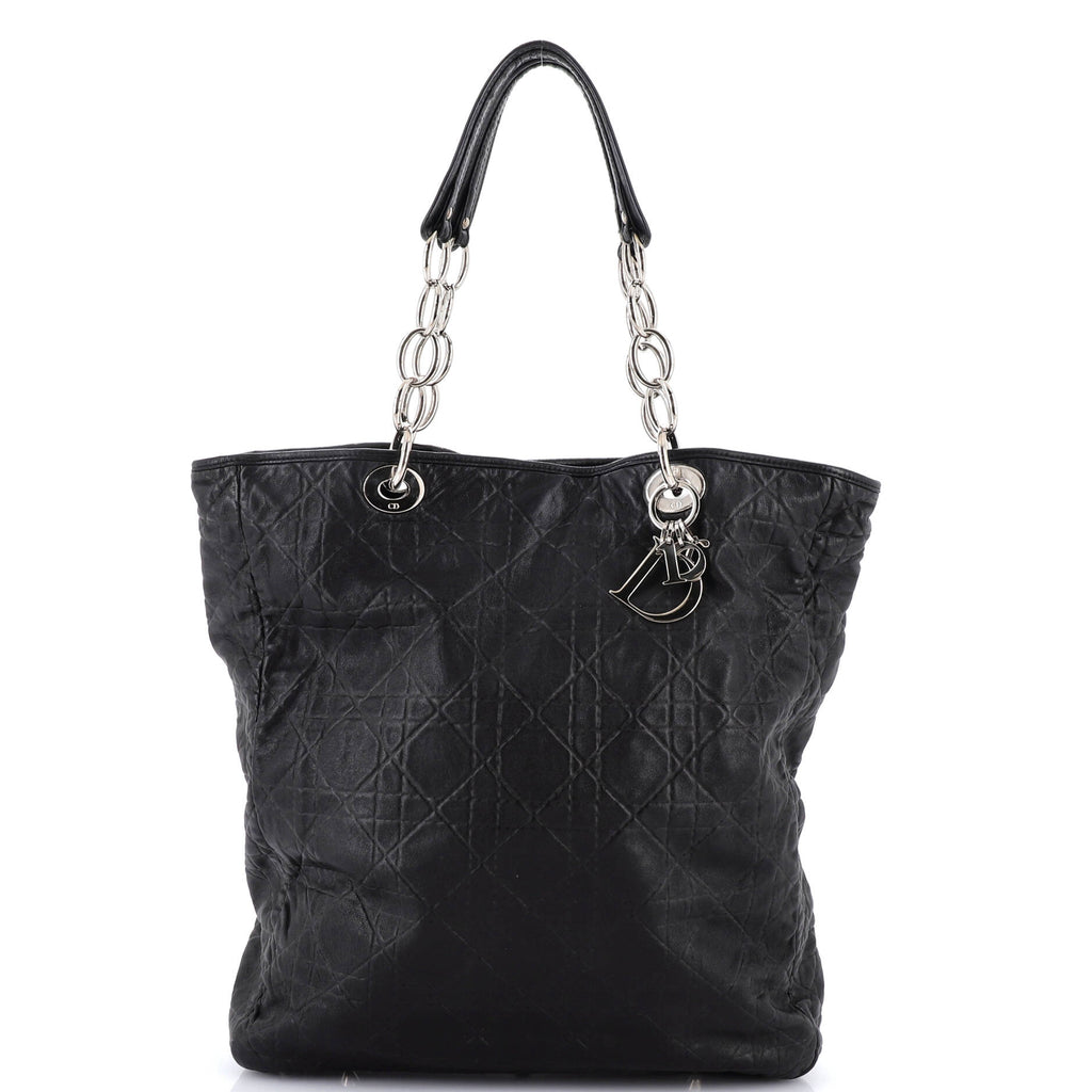 North South Soft Chain Tote Cannage Stitch Leather Medium