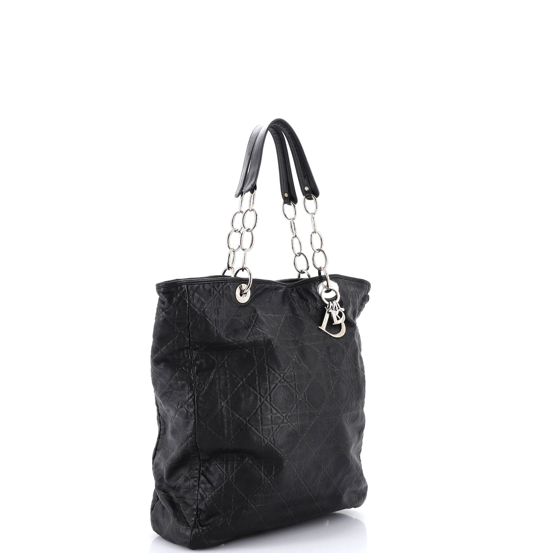 North South Soft Chain Tote Cannage Stitch Leather Medium