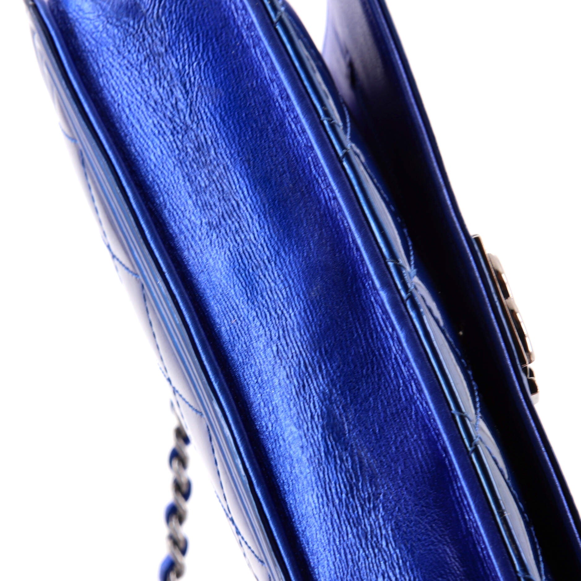 Boy Wallet on Chain Quilted Patent
