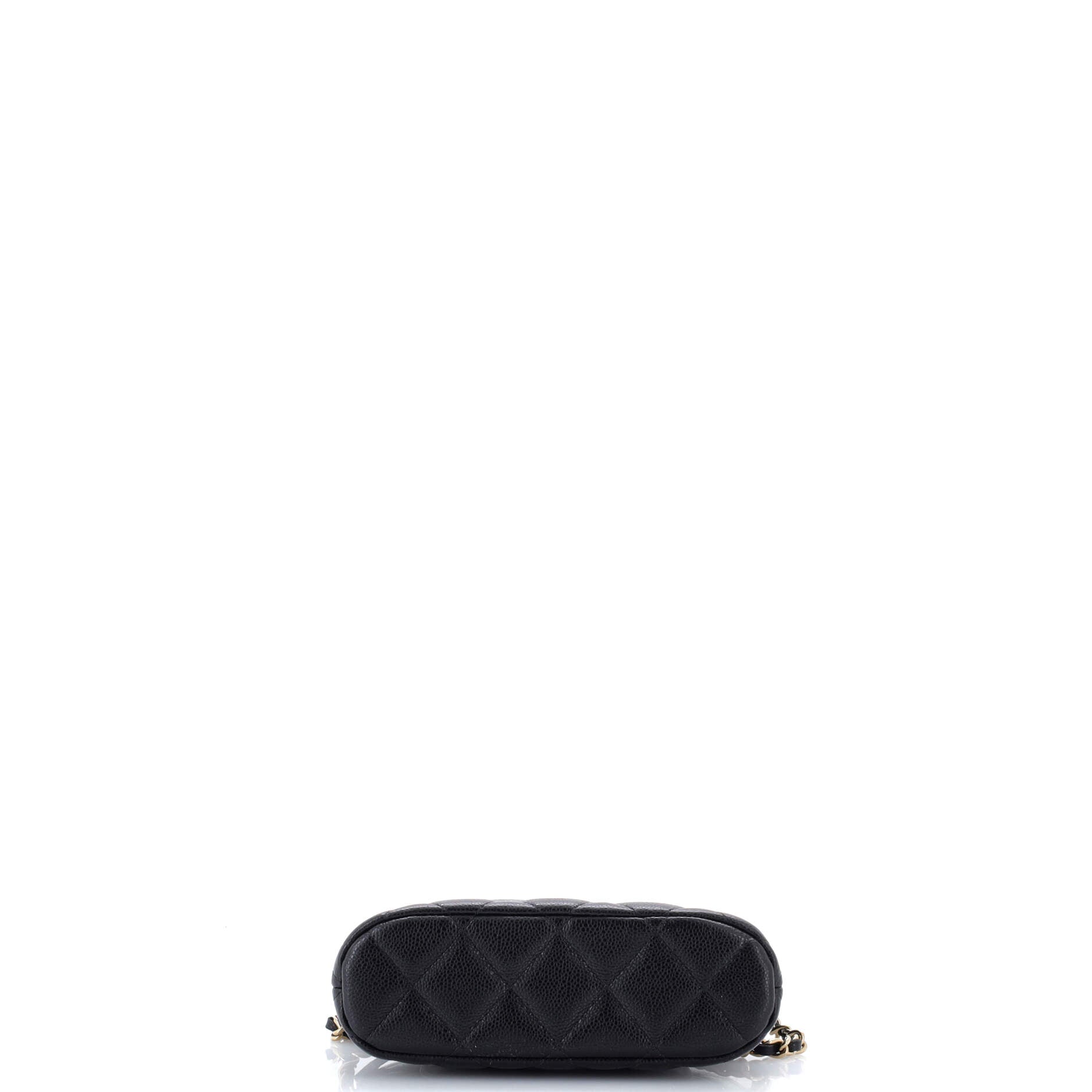 CC Dome Zip Clutch with Chain Quilted Caviar Mini