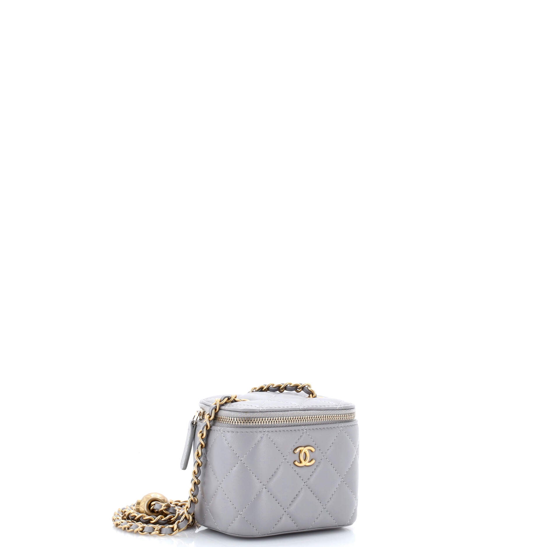 Pearl Crush Vanity Case with Chain Quilted Lambskin Mini