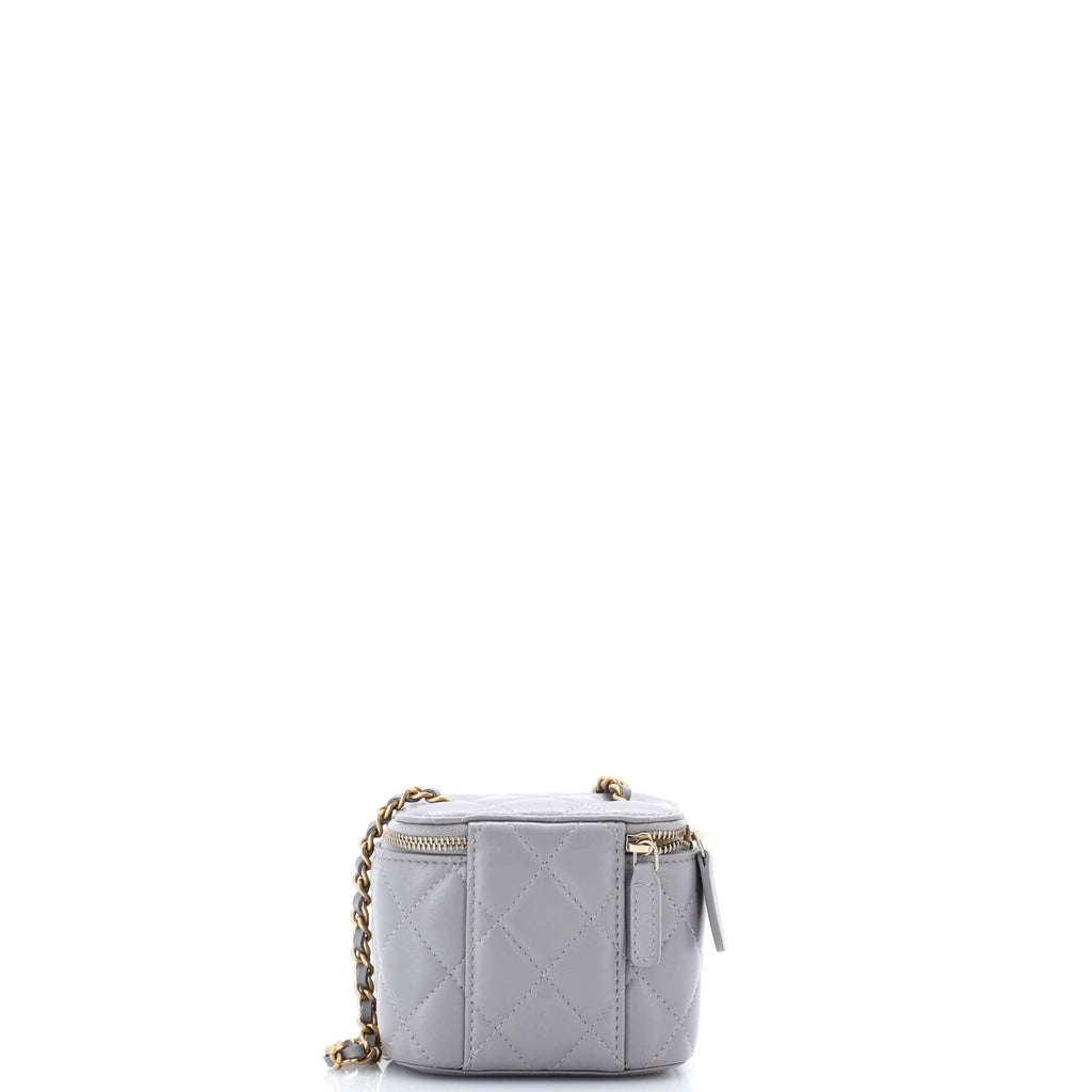 Pearl Crush Vanity Case with Chain Quilted Lambskin Mini