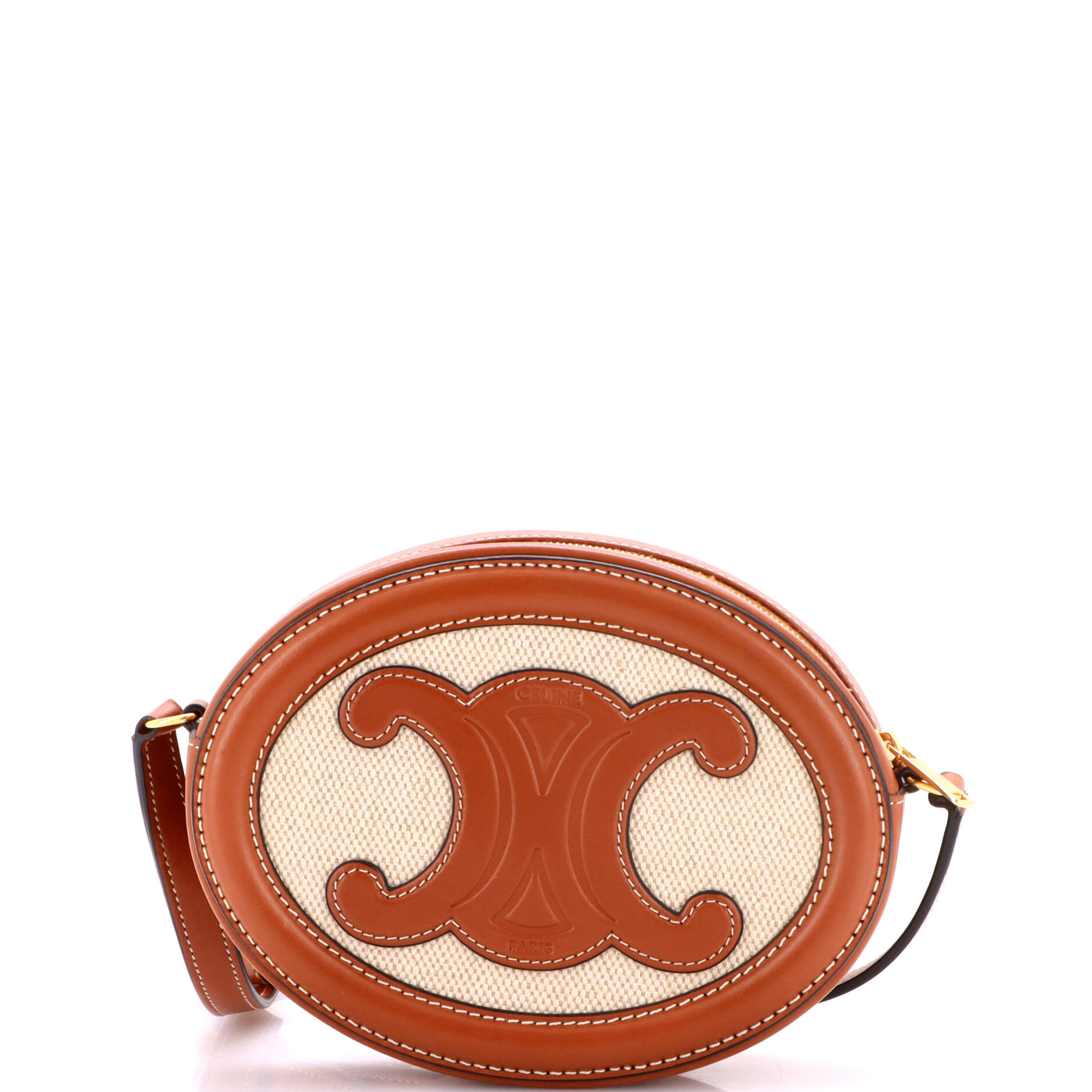 Triomphe Oval Crossbody Bag Canvas and Leather