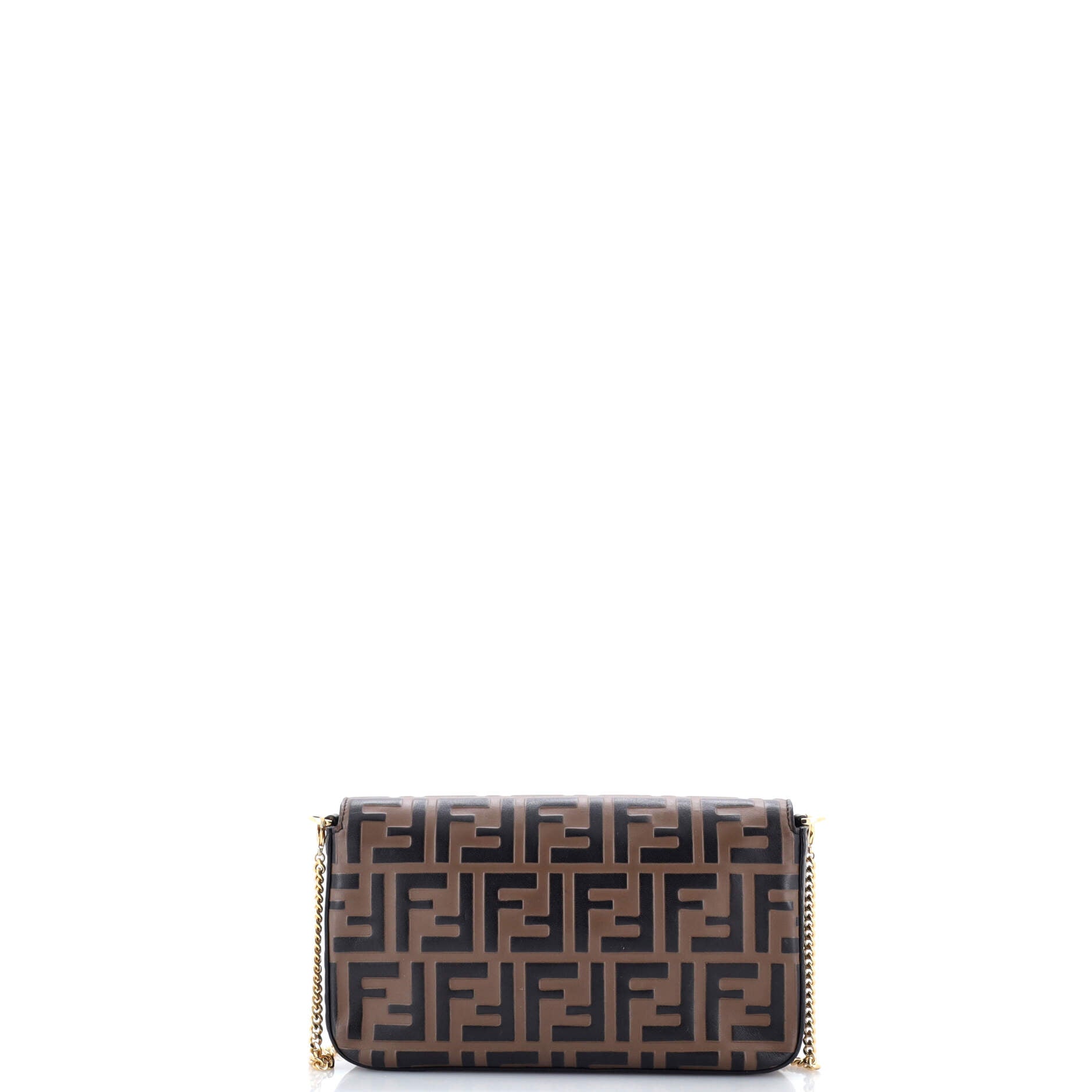 F is Fendi Envelope Clutch on Chain Zucca Embossed Leather