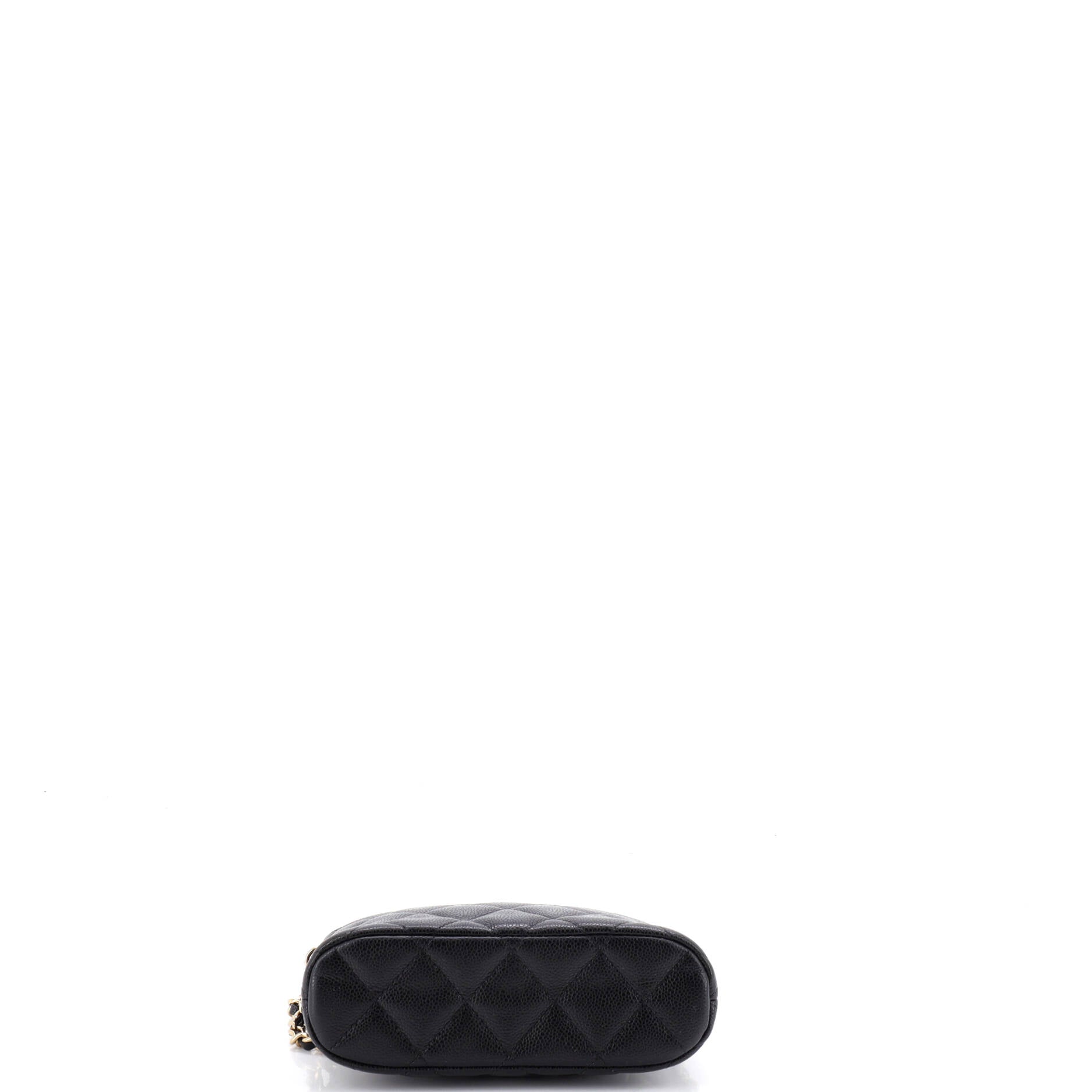 CC Dome Zip Clutch with Chain Quilted Caviar Mini