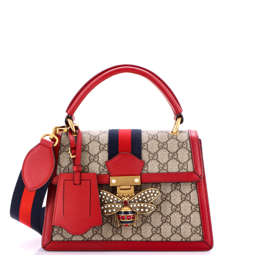 Queen Margaret Top Handle Bag GG Coated Canvas with Leather Small