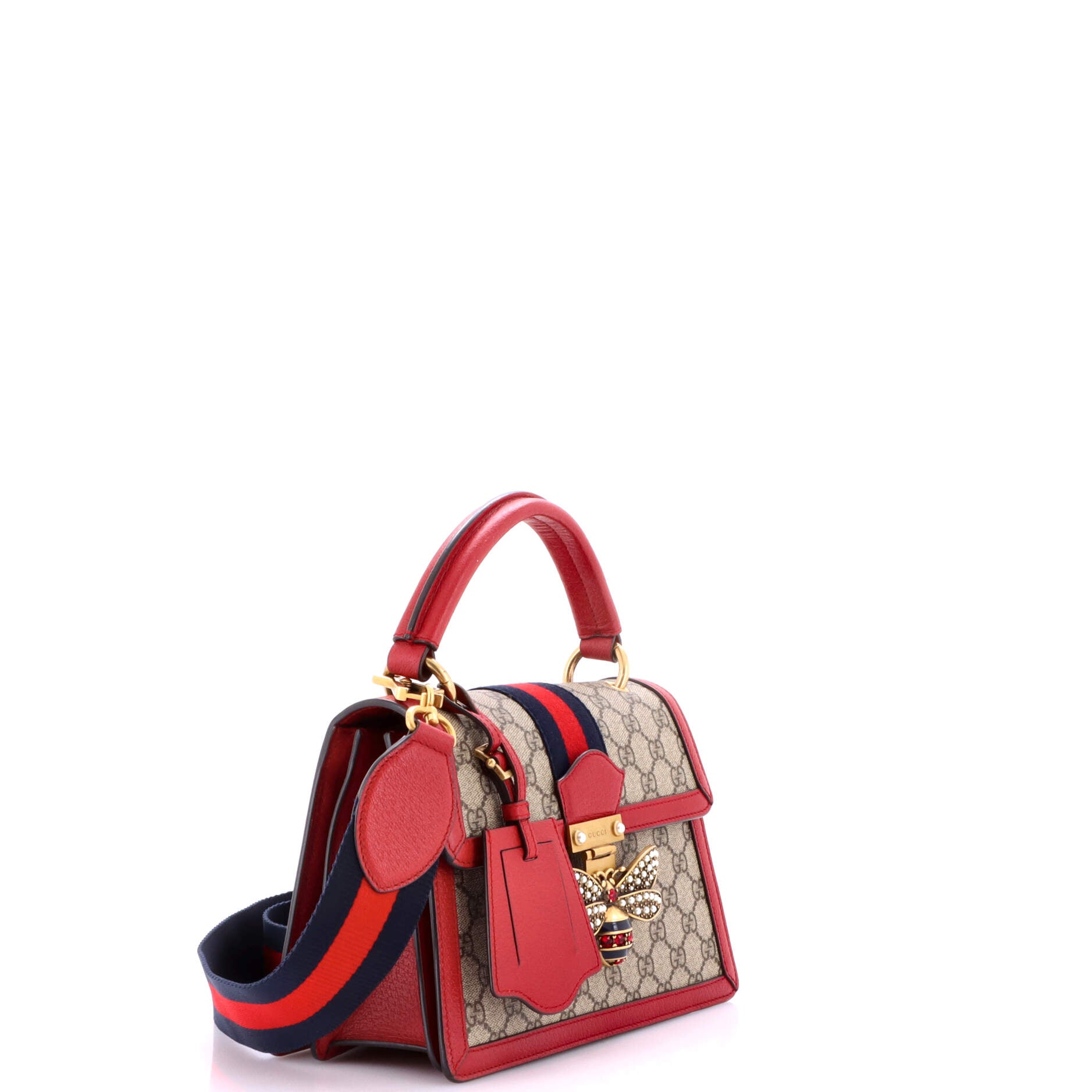 Queen Margaret Top Handle Bag GG Coated Canvas with Leather Small