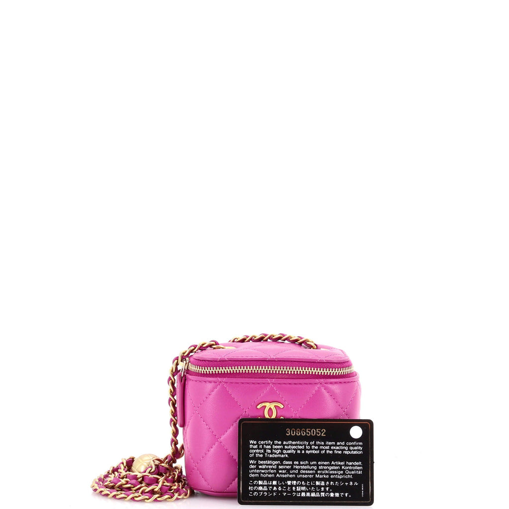Pearl Crush Vanity Case with Chain Quilted Lambskin Mini