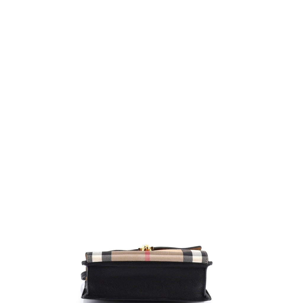 Macken Crossbody Bag Leather and House Check Canvas Small