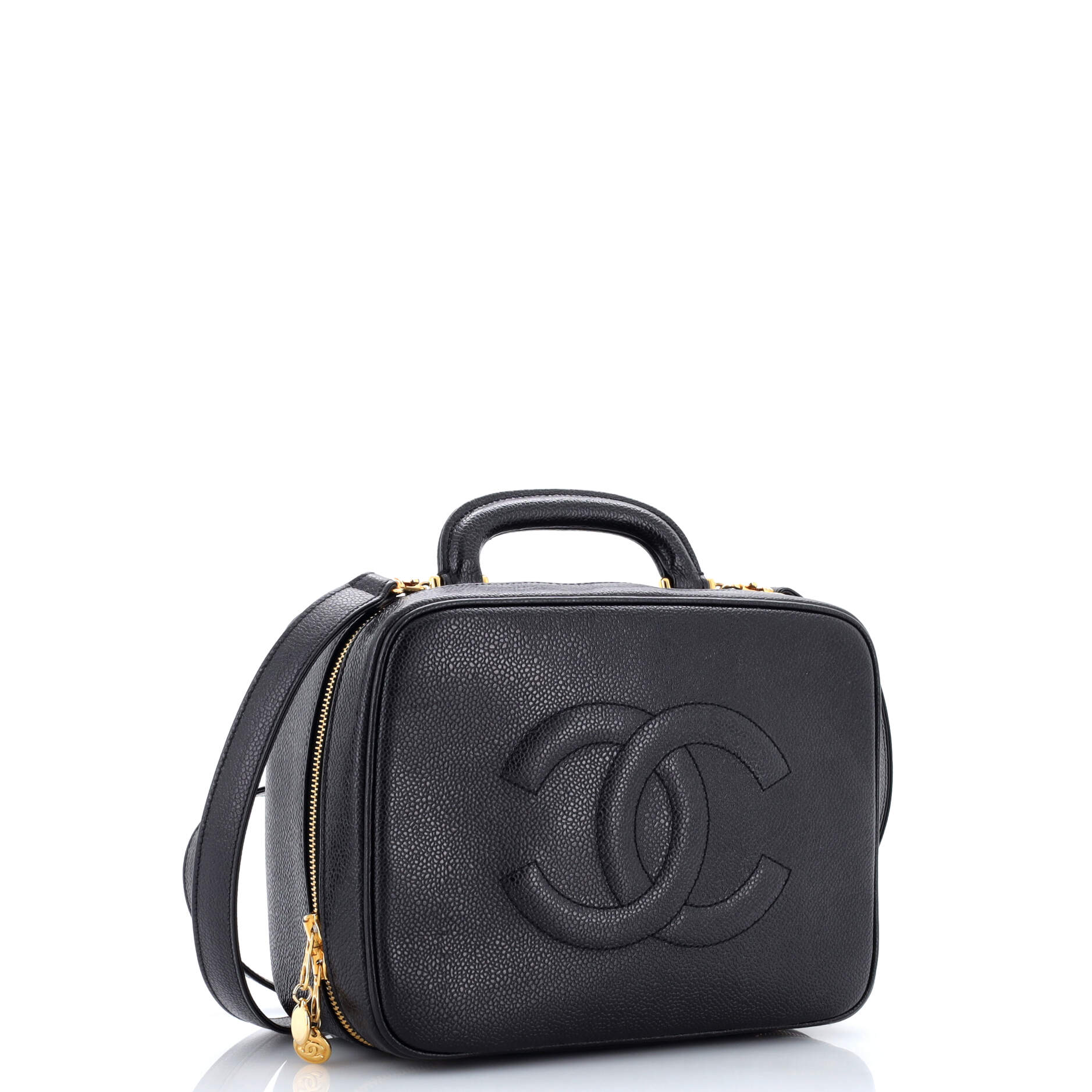 Vintage Timeless Zip Around Vanity Case Caviar Medium
