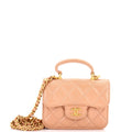 Top Handle Flap Coin Purse with Chain Quilted Lambskin