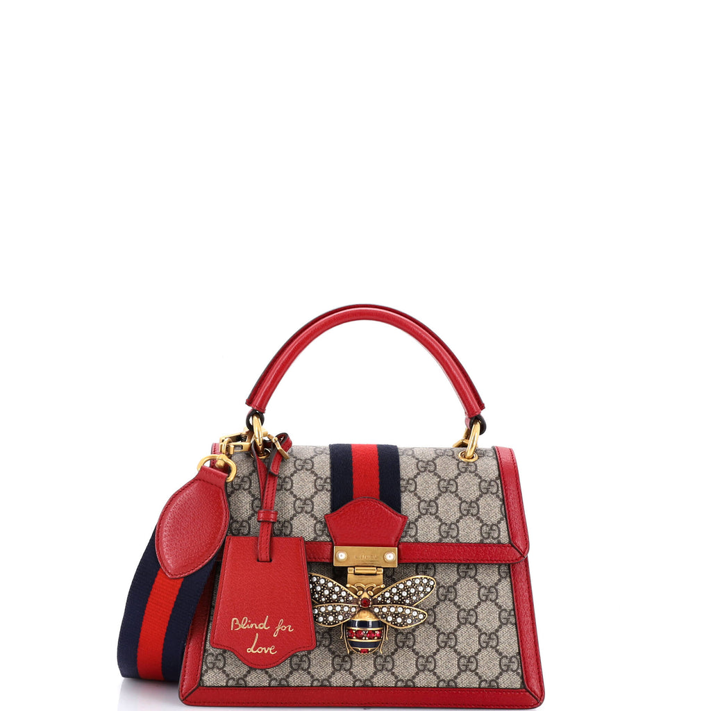 Queen Margaret Top Handle Bag GG Coated Canvas with Leather Small