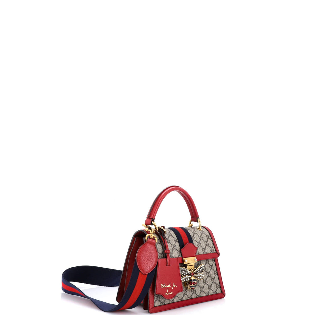 Queen Margaret Top Handle Bag GG Coated Canvas with Leather Small