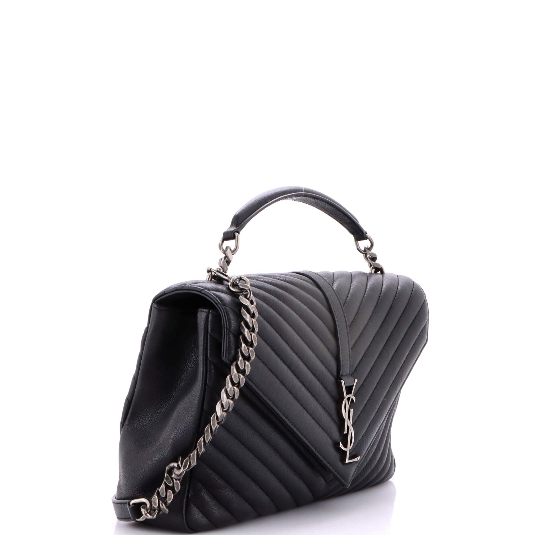 Classic Monogram College Bag Matelasse Chevron Leather Medium