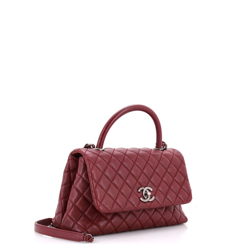 Coco Top Handle Bag Quilted Caviar Small