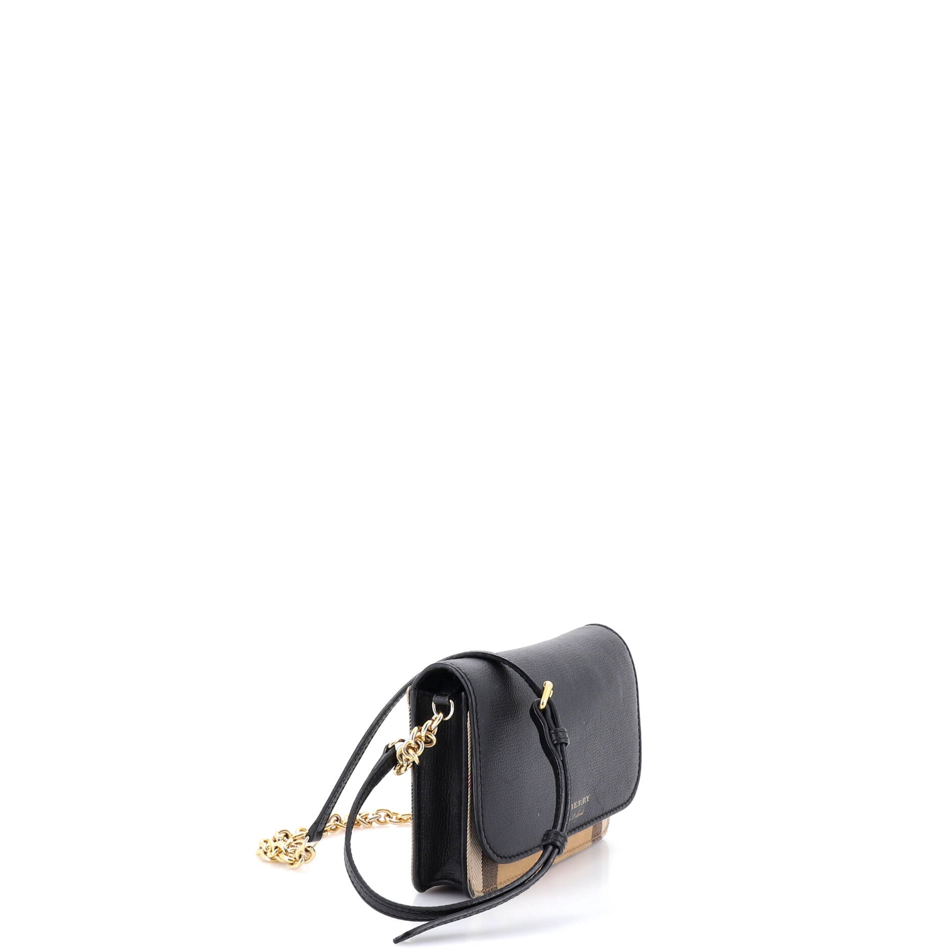Hampshire Wallet on Chain Leather and House Check Canvas