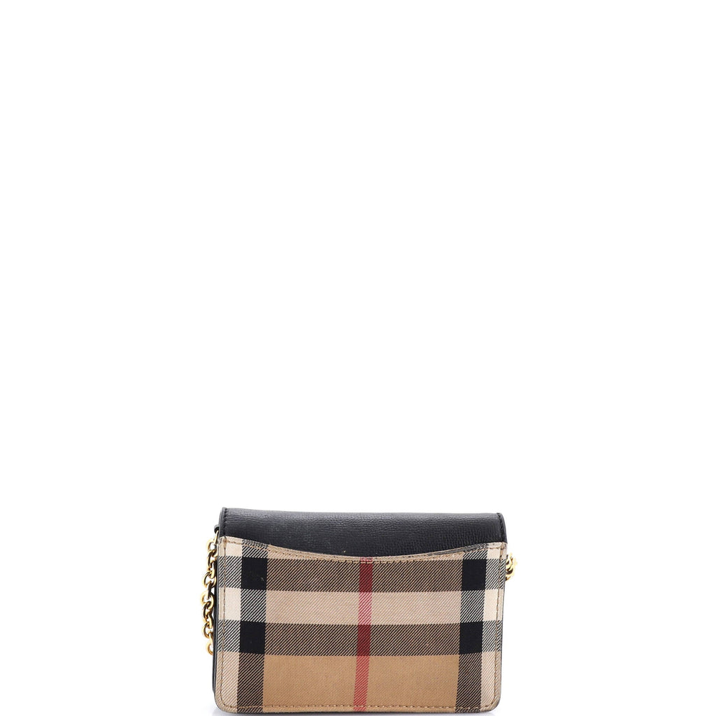 Hampshire Wallet on Chain Leather and House Check Canvas