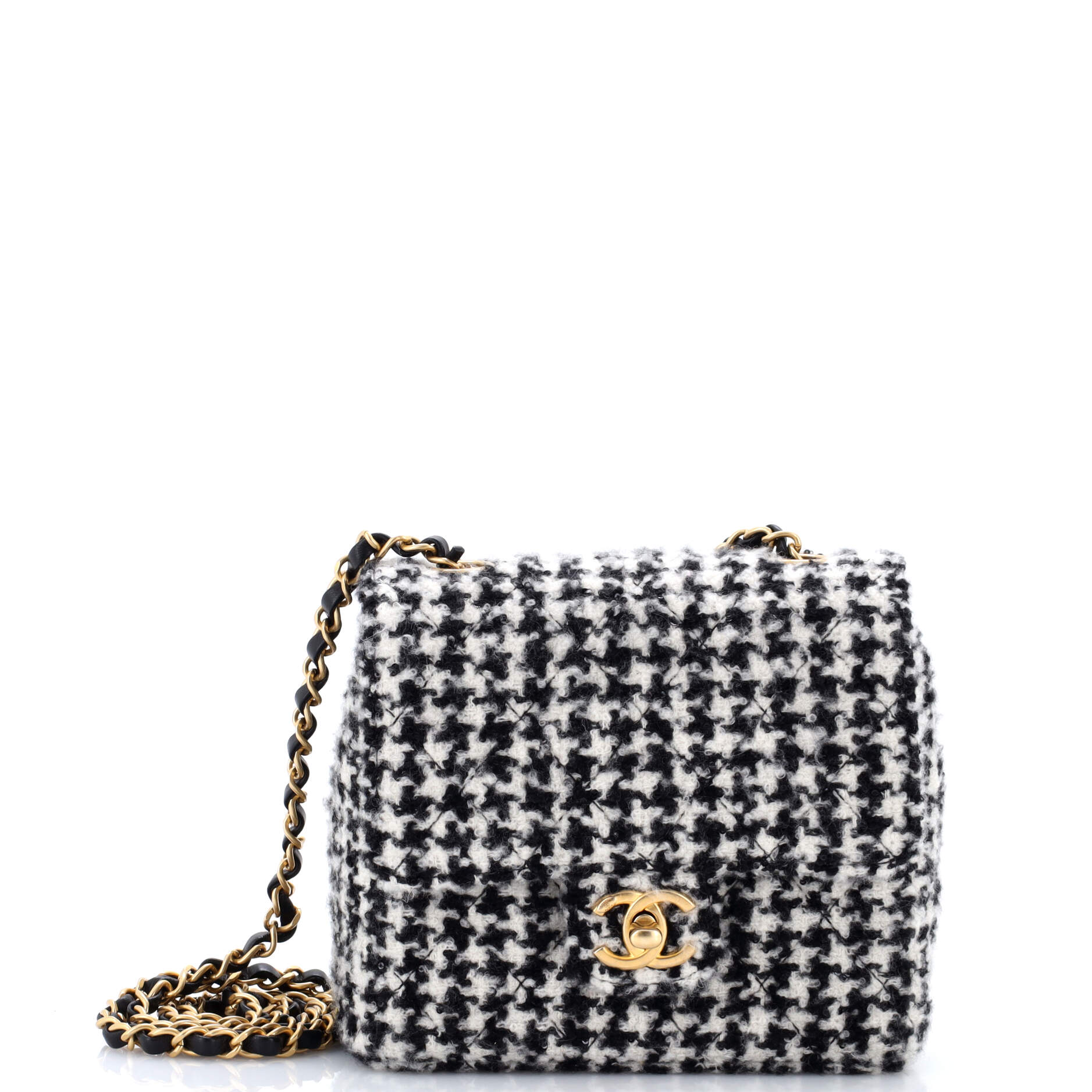 Square Classic Single Flap Bag Quilted Tweed Mini