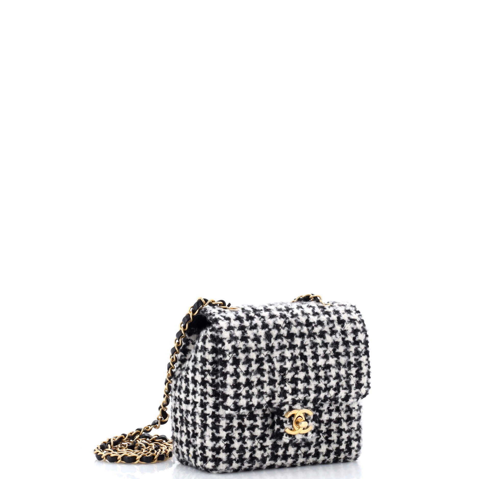 Square Classic Single Flap Bag Quilted Tweed Mini