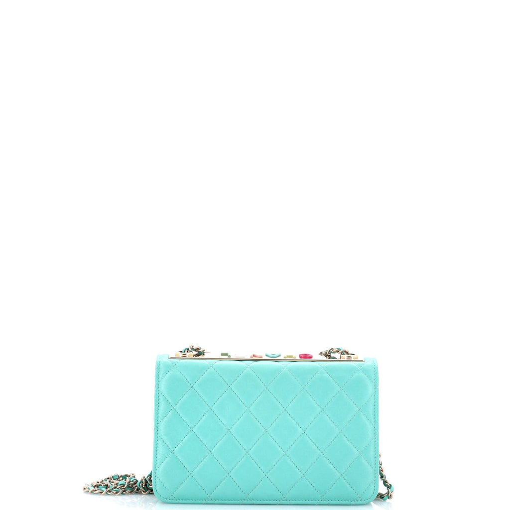 Trendy CC Wallet on Chain Quilted Lambskin and Lacquered Metal