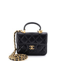 Top Handle Flap Coin Purse with Chain Quilted Lambskin