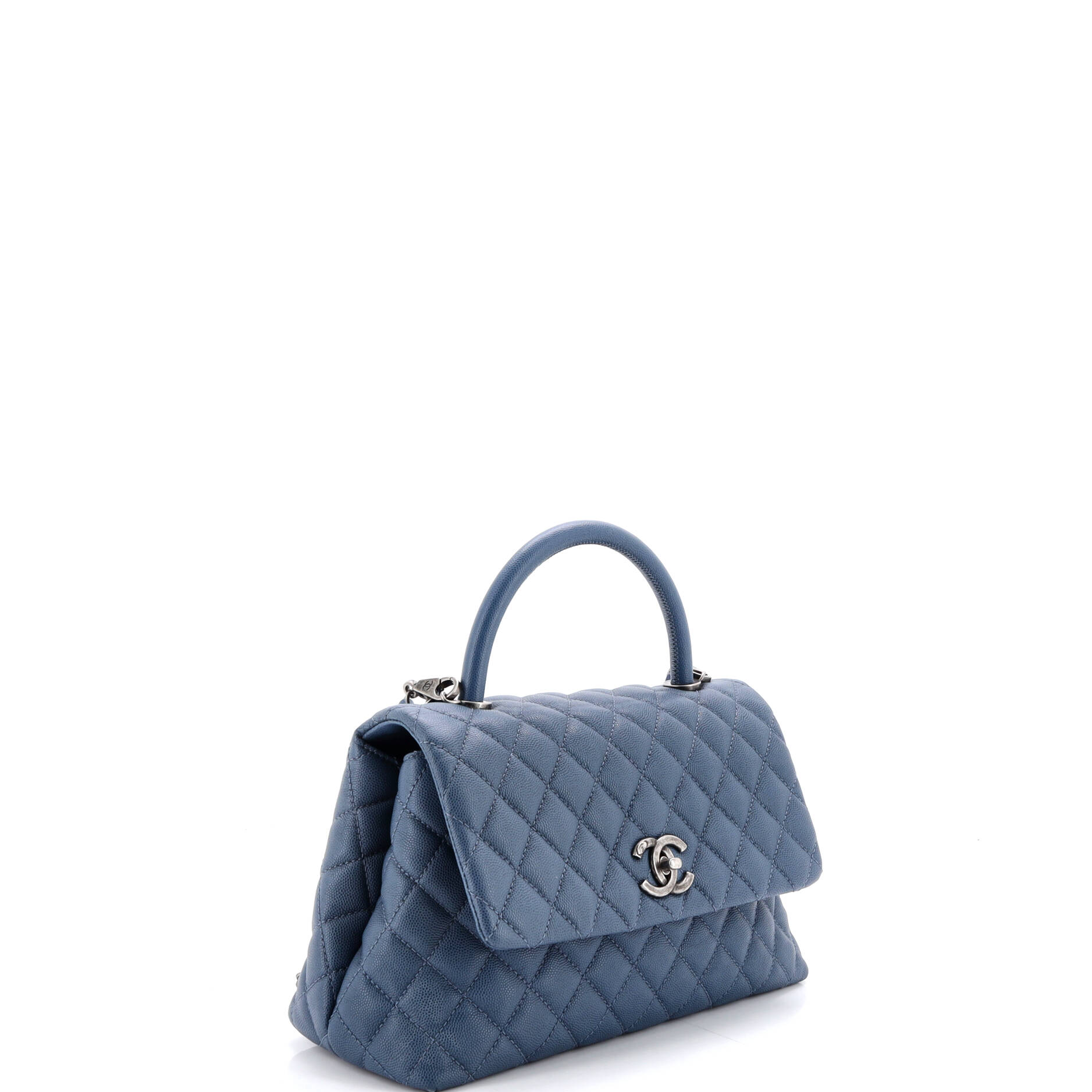 Coco Top Handle Bag Quilted Caviar Small
