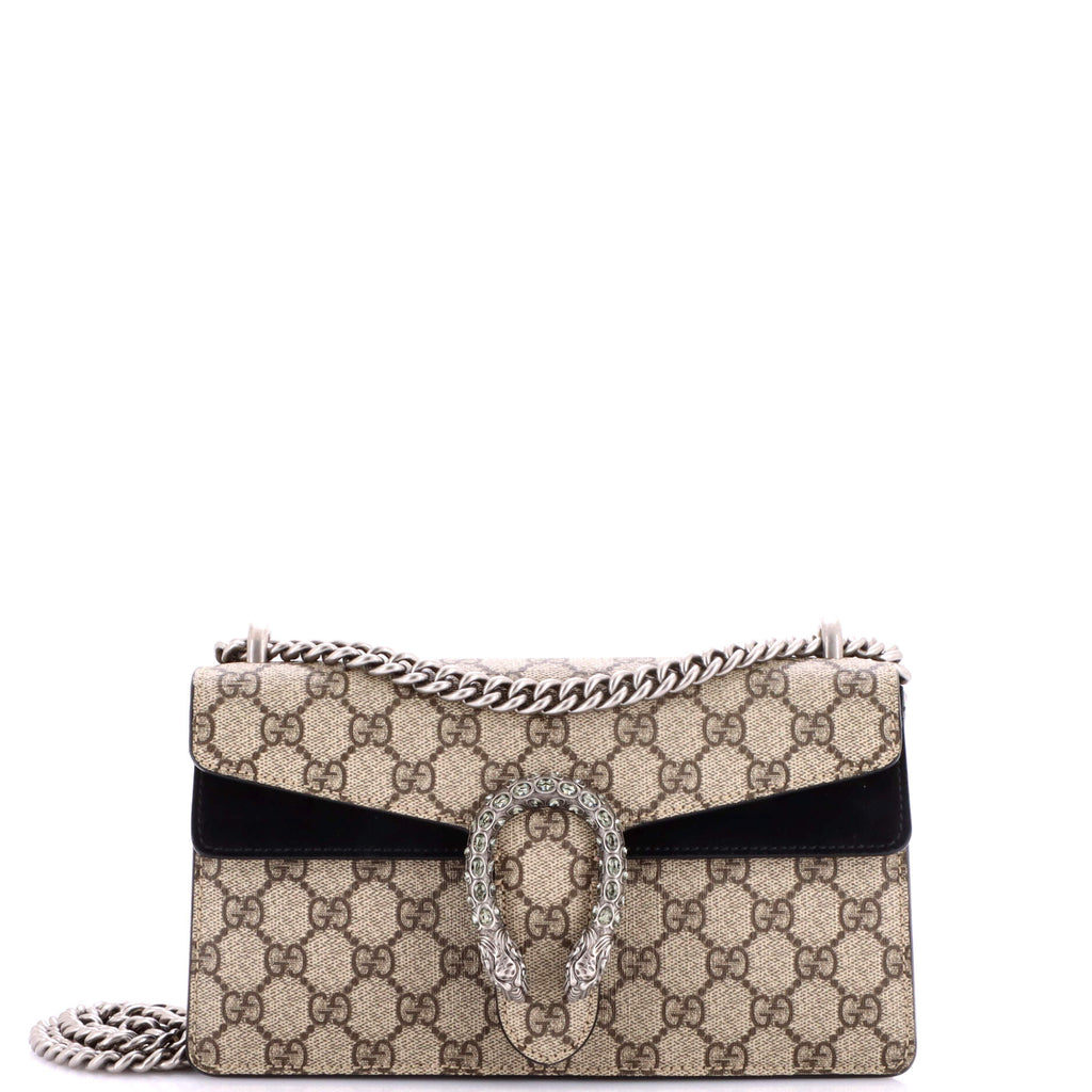 Dionysus Bag GG Coated Canvas with Crystal Embellished Metal Small