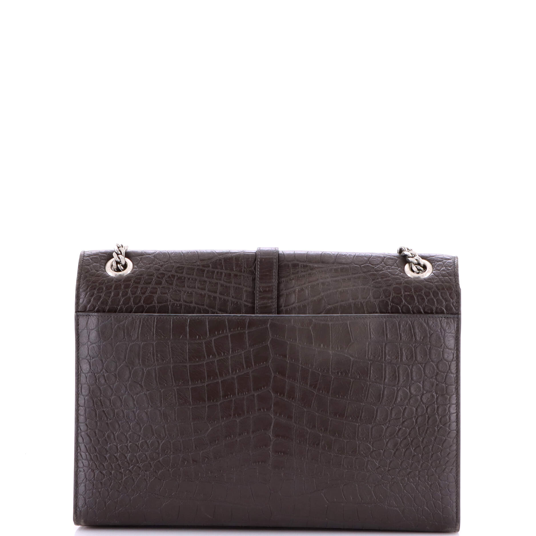 Classic Monogram Envelope Satchel Crocodile Embossed Leather Large