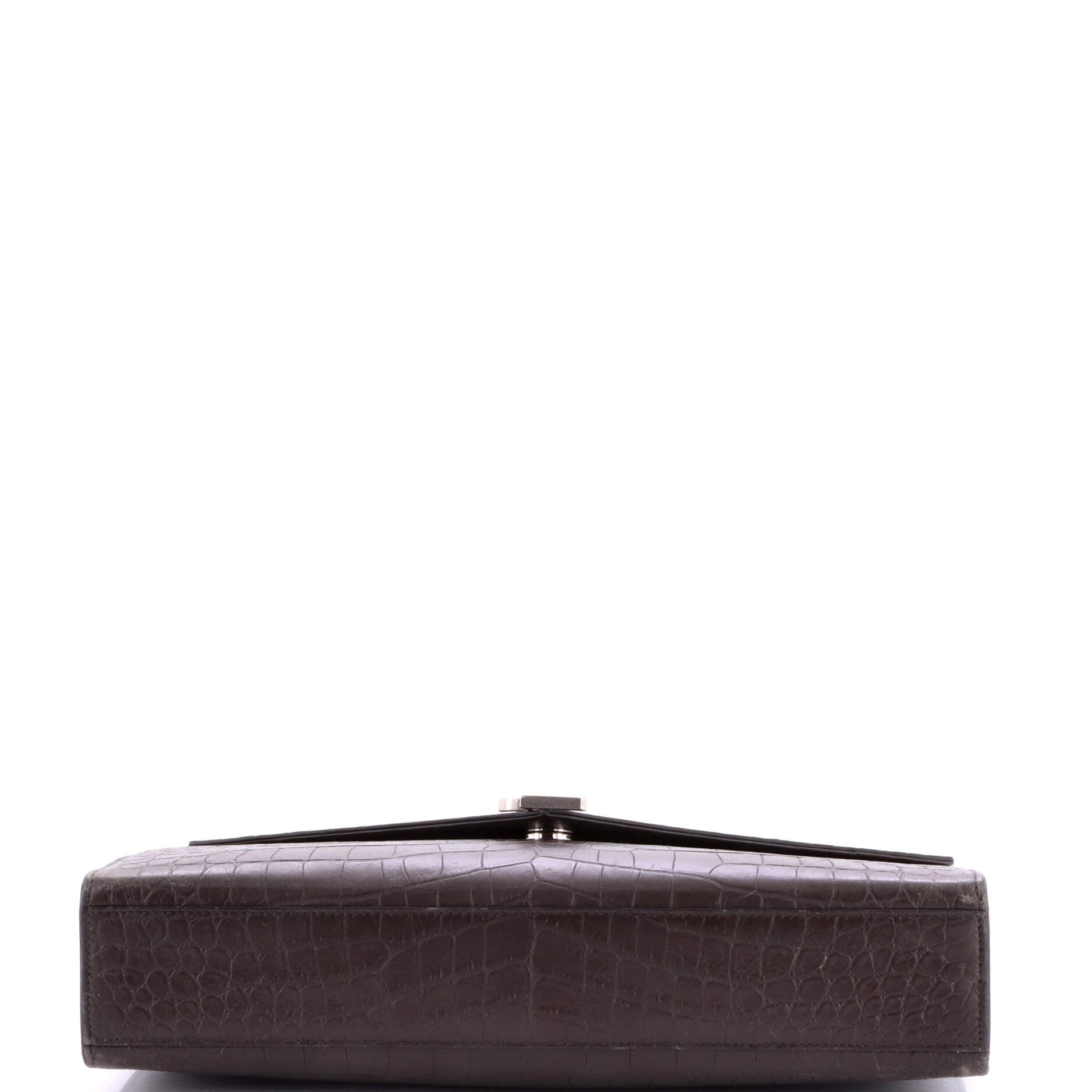 Classic Monogram Envelope Satchel Crocodile Embossed Leather Large