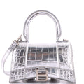 Hourglass Top Handle Bag Crocodile Embossed Leather XS