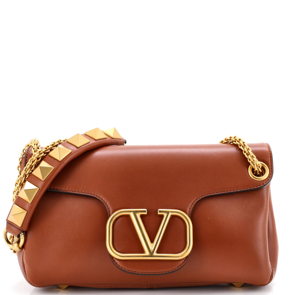 Stud Sign Shoulder Bag Leather