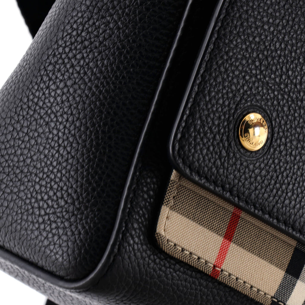 Note Crossbody Bag Leather with Vintage Check Canvas Medium