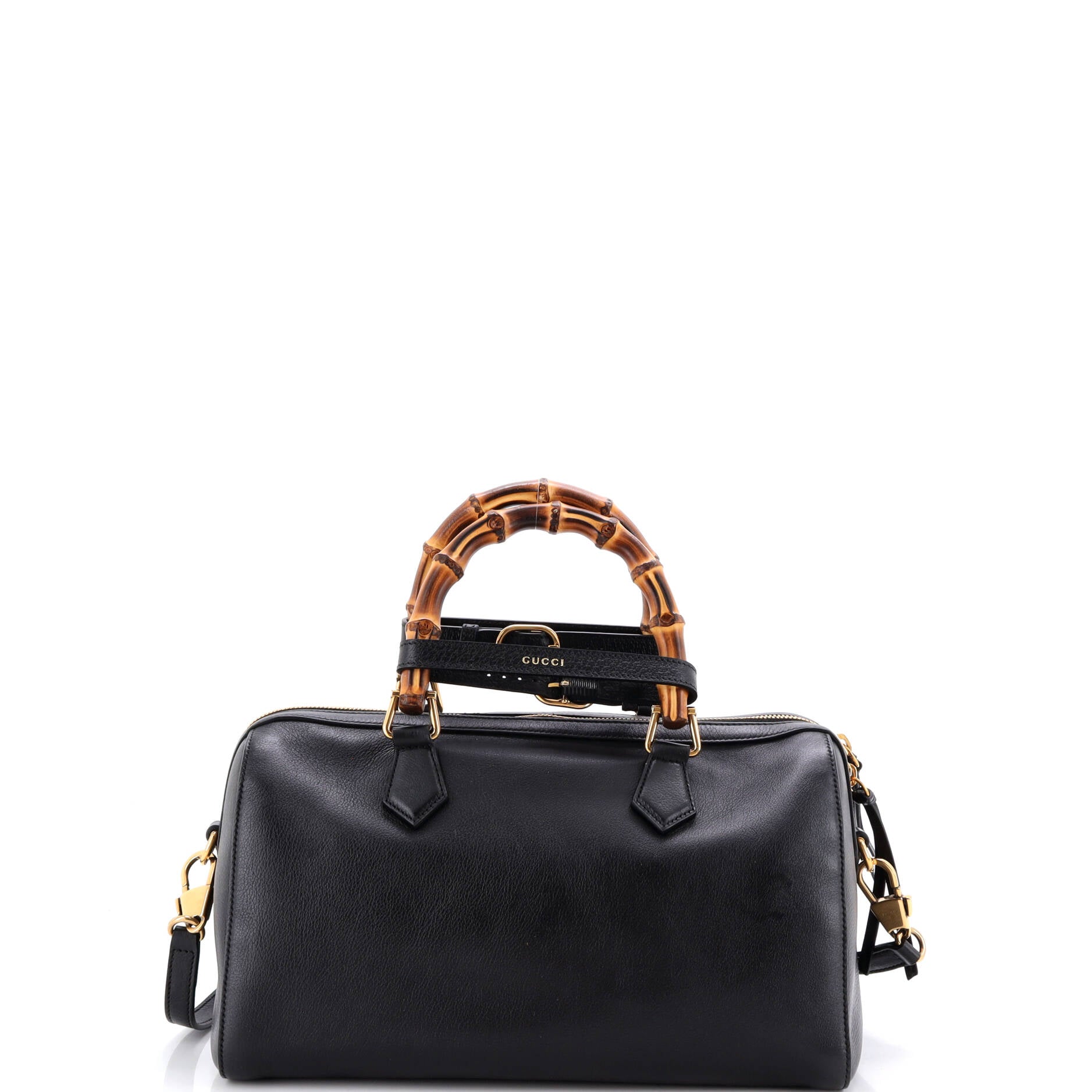 Diana NM Bamboo Handle Boston Bag Leather