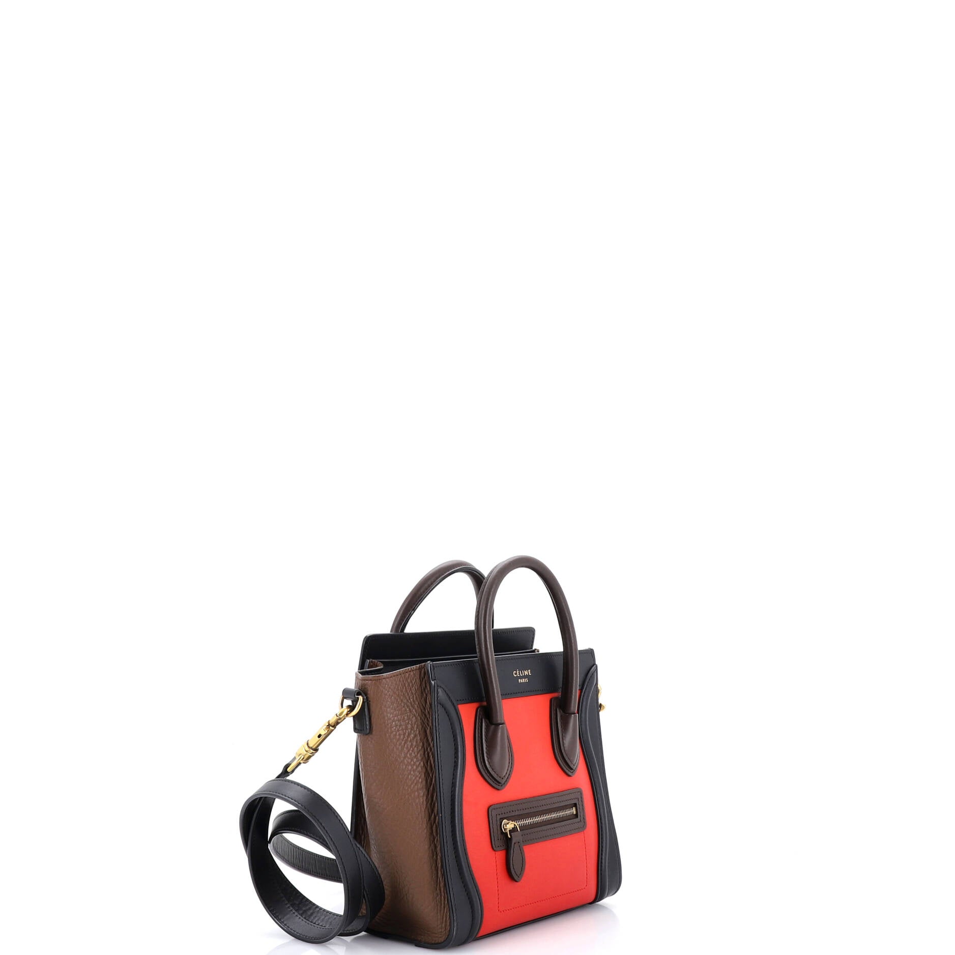 Tricolor Luggage Bag Leather Nano