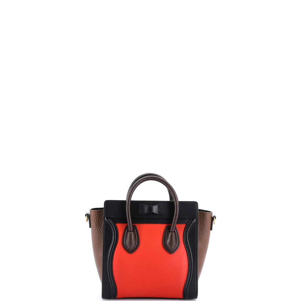 Tricolor Luggage Bag Leather Nano