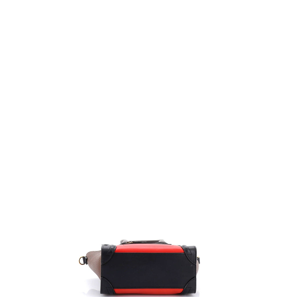 Tricolor Luggage Bag Leather Nano