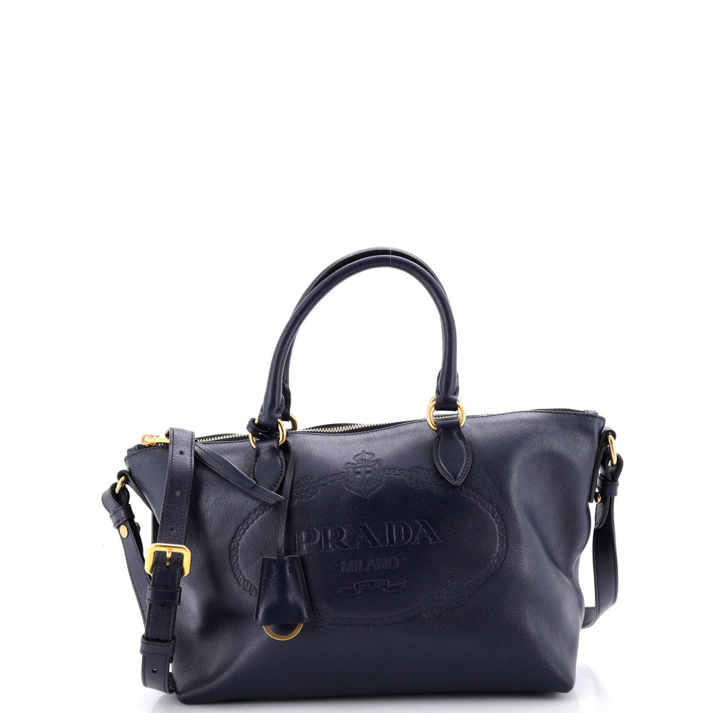 Embossed Logo Convertible Tote Glace Calf Small