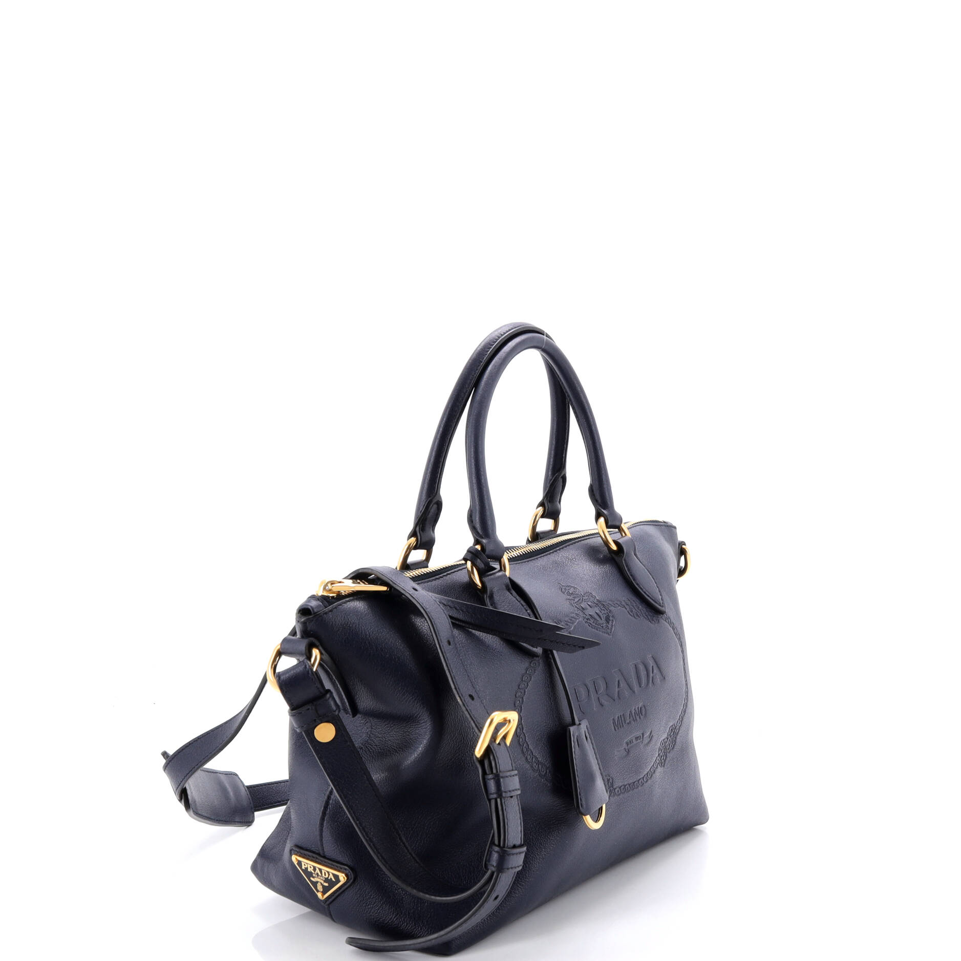 Embossed Logo Convertible Tote Glace Calf Small
