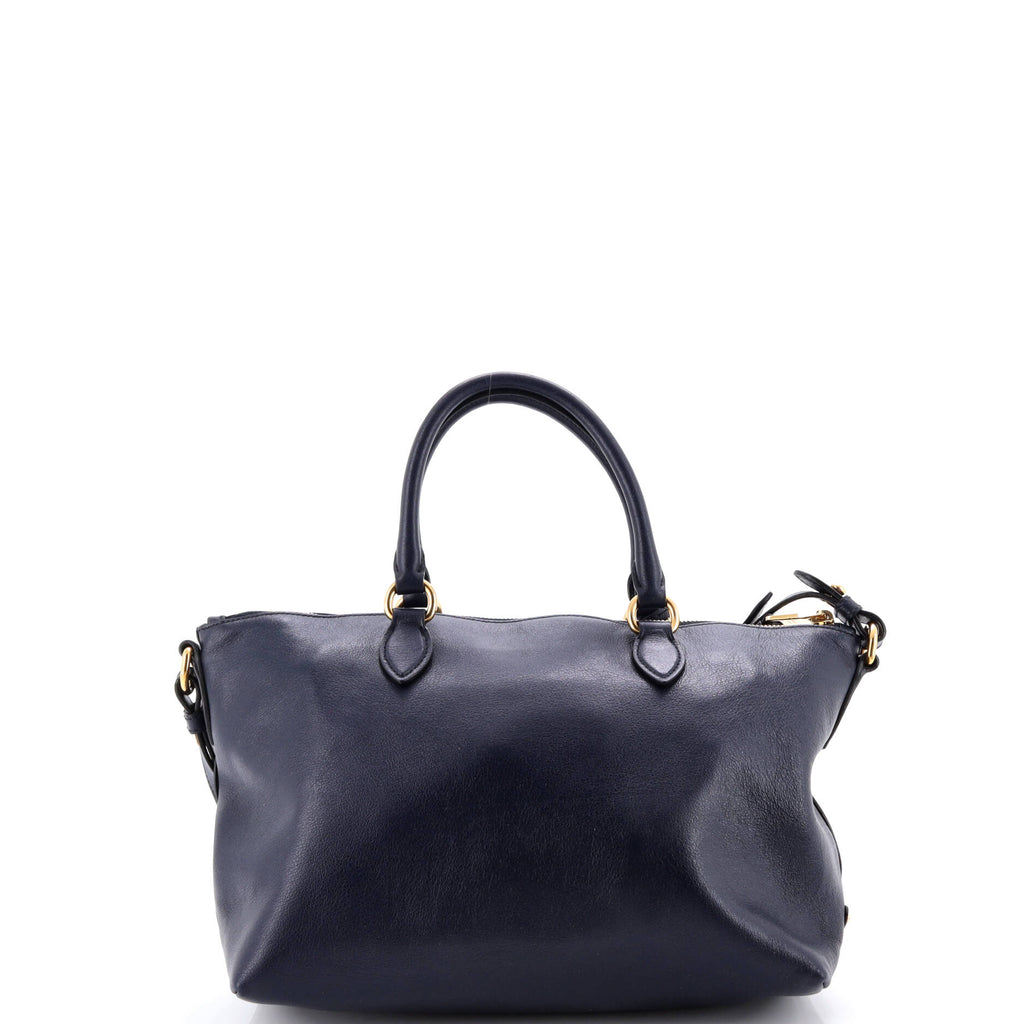 Embossed Logo Convertible Tote Glace Calf Small