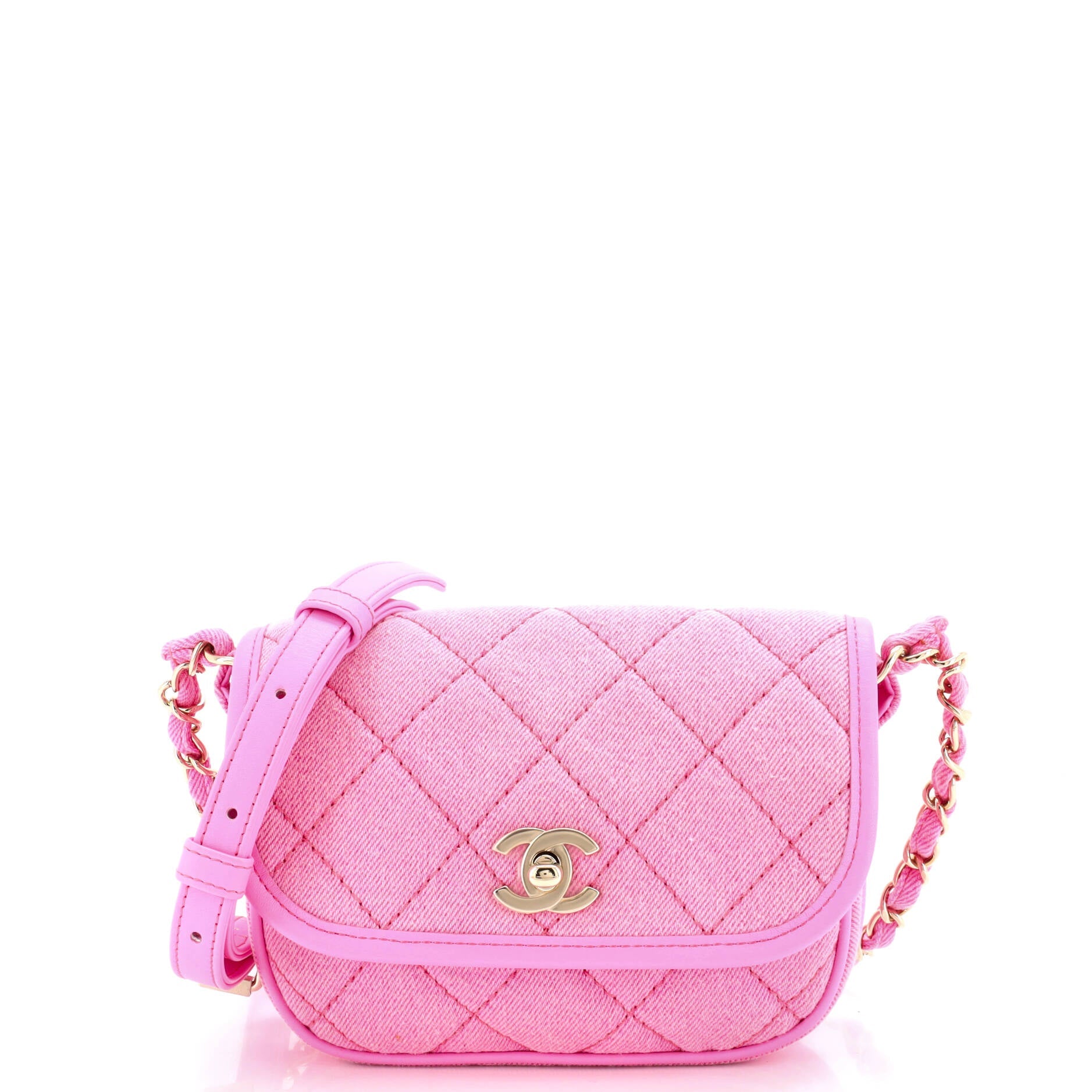Flap Messenger Bag Quilted Denim Small