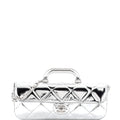 Top Handle Clutch with Chain Quilted Metallic Mirror Calfskin