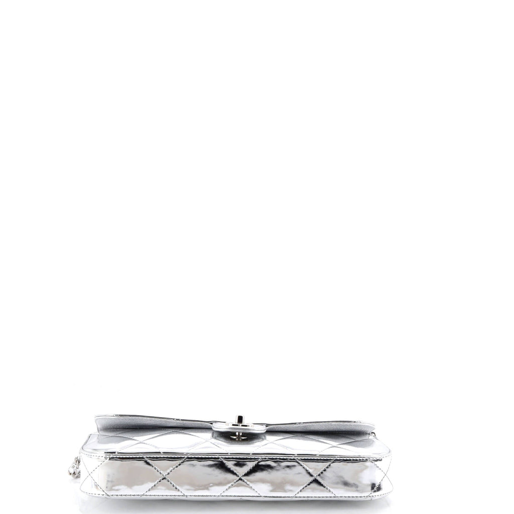 Top Handle Clutch with Chain Quilted Metallic Mirror Calfskin