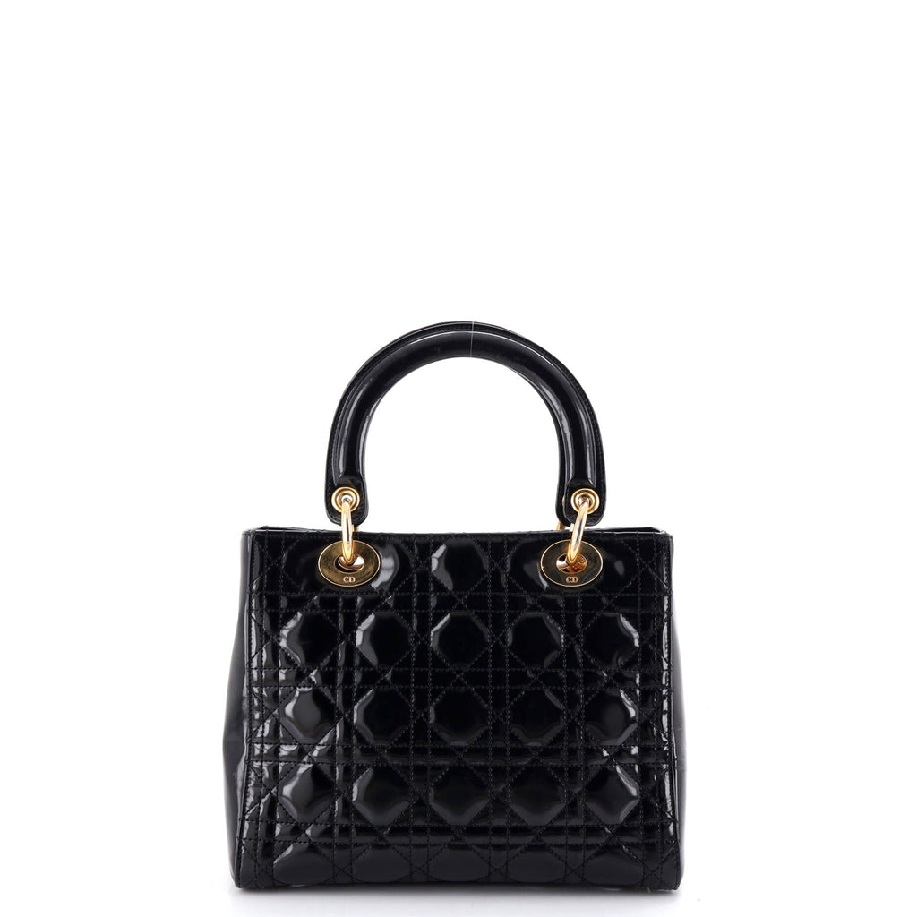 Vintage Lady Dior Bag Cannage Quilt Patent Medium
